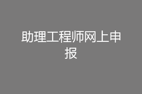 助理工程师网上申报