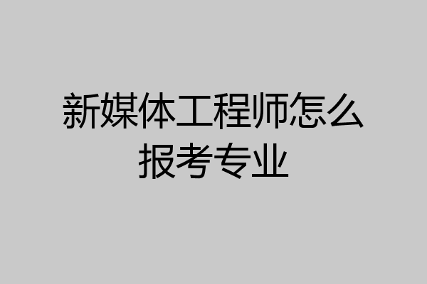 新媒体工程师怎么报考专业