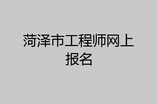 菏泽市工程师网上报名