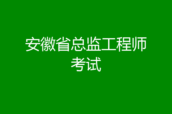 安徽省总监工程师考试