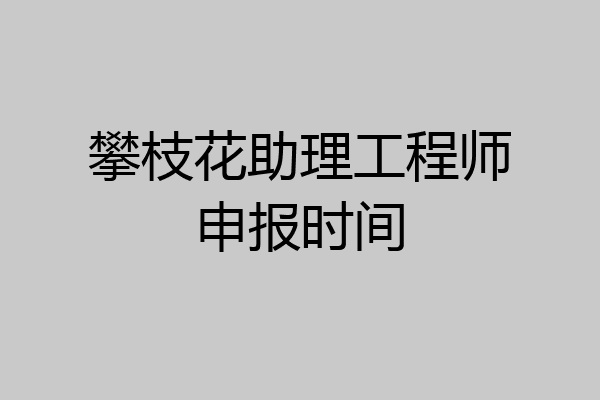 攀枝花助理工程师申报时间