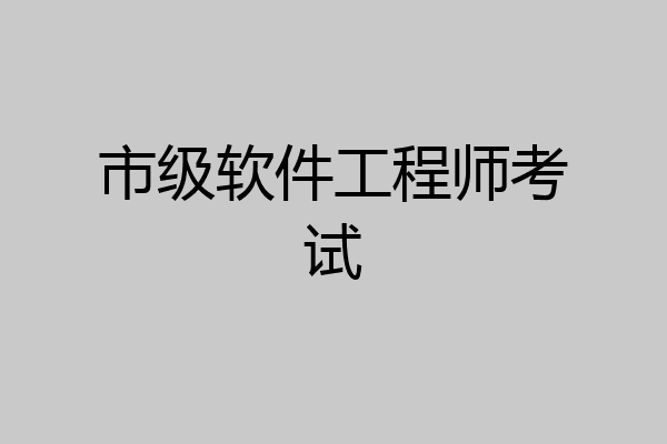 市级软件工程师考试
