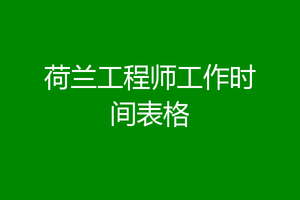 荷兰工程师工作时间表格