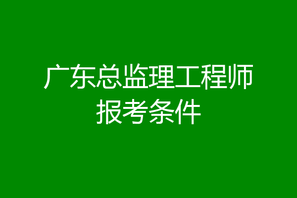 广东总监理工程师报考条件