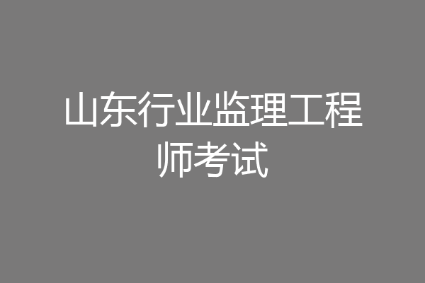 山东行业监理工程师考试