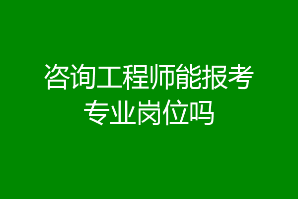 咨询工程师能报考专业岗位吗