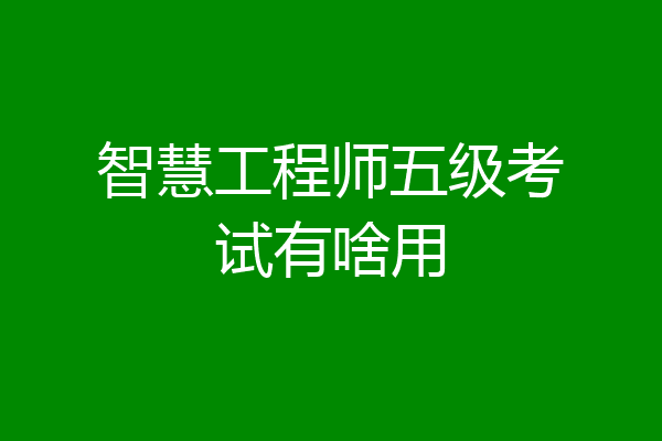 智慧工程师五级考试有啥用