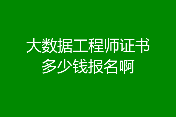 大数据工程师证书多少钱报名啊