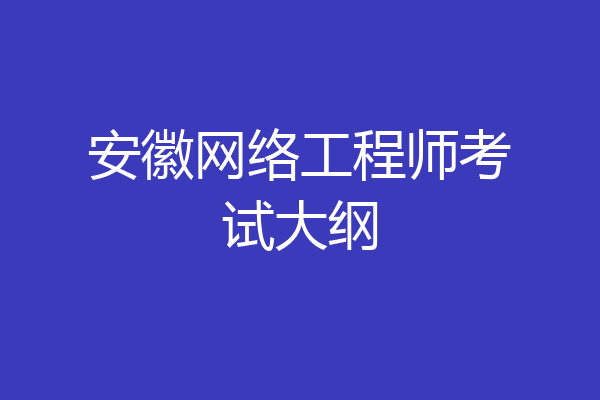 安徽网络工程师考试大纲