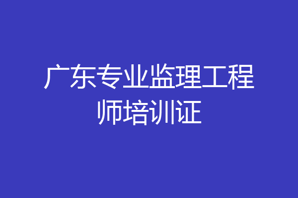 广东专业监理工程师培训证