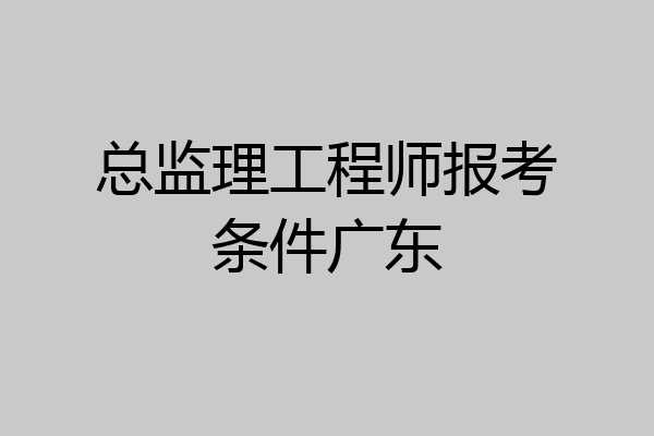 总监理工程师报考条件广东