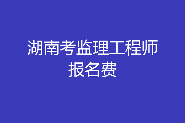 湖南考监理工程师报名费