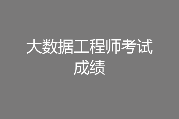 大数据工程师考试成绩