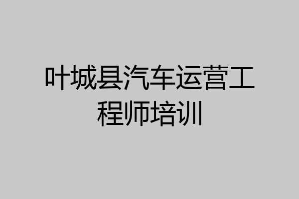 叶城县汽车运营工程师培训