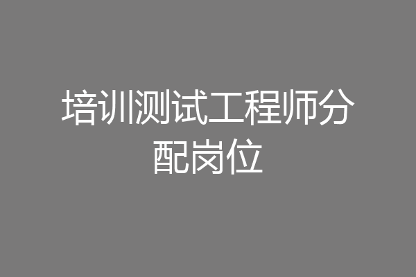 培训测试工程师分配岗位