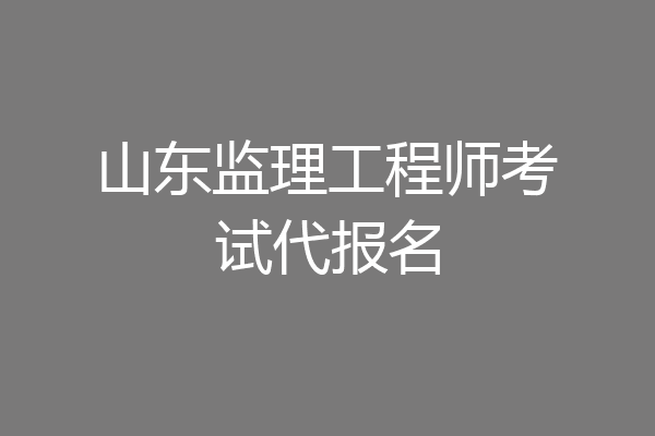 山东监理工程师考试代报名