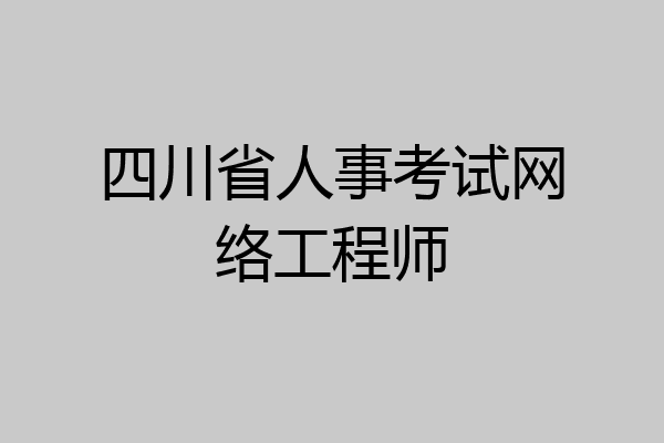 四川省人事考试网络工程师