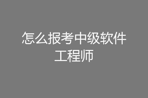 怎么报考中级软件工程师