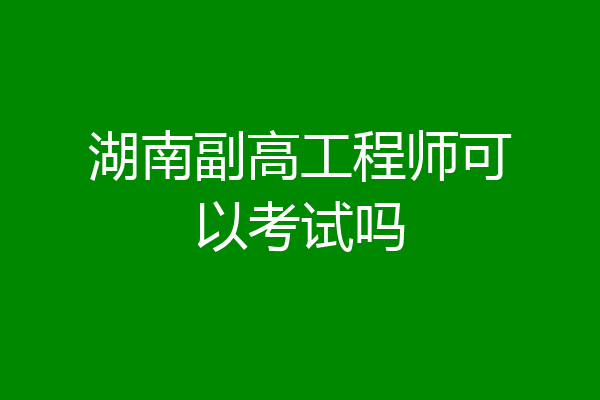 湖南副高工程师可以考试吗