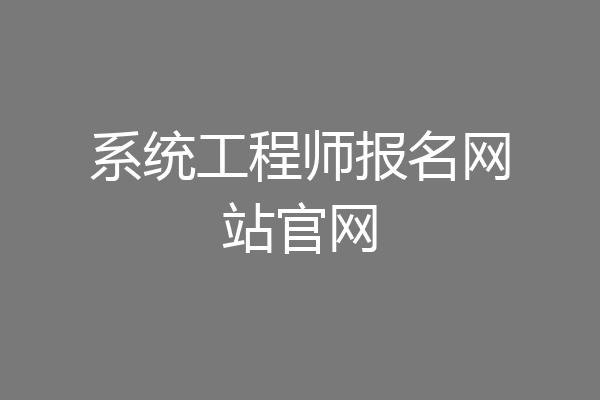 系统工程师报名网站官网