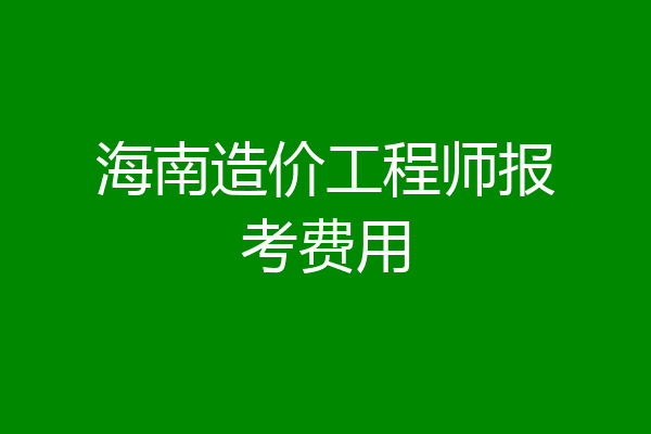 海南造价工程师报考费用