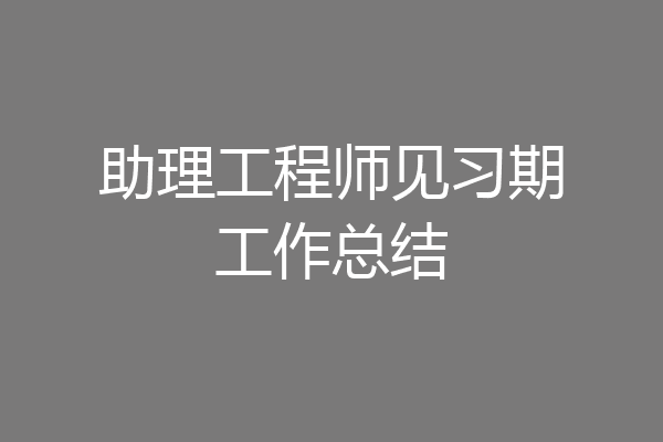 助理工程师见习期工作总结