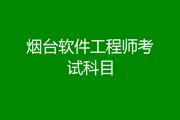 烟台软件工程师考试科目