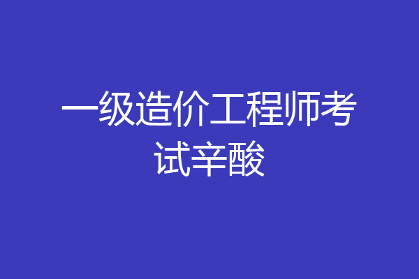 一级造价工程师考试辛酸