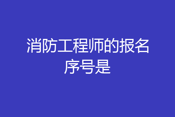 消防工程师的报名序号是