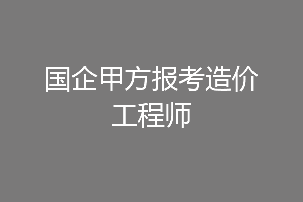 国企甲方报考造价工程师