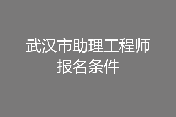武汉市助理工程师报名条件