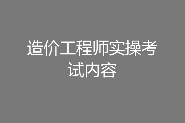造价工程师实操考试内容
