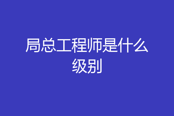 局总工程师是什么级别