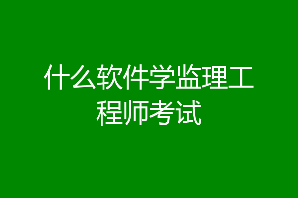 什么软件学监理工程师考试