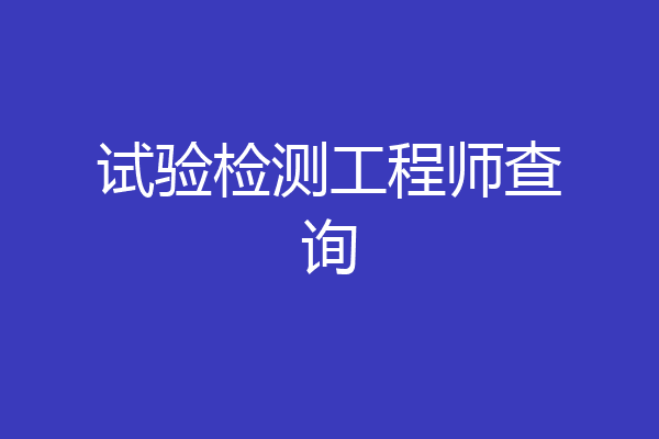 试验检测工程师查询