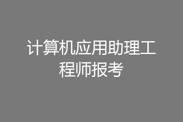 计算机应用助理工程师报考