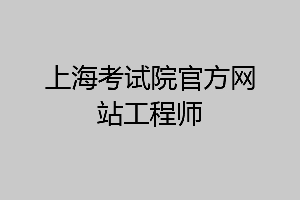 上海考试院官方网站工程师