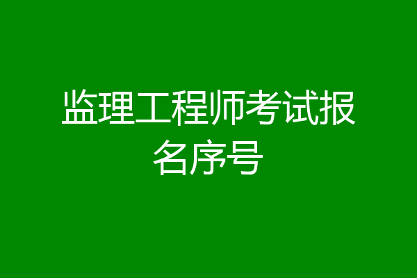 监理工程师考试报名序号