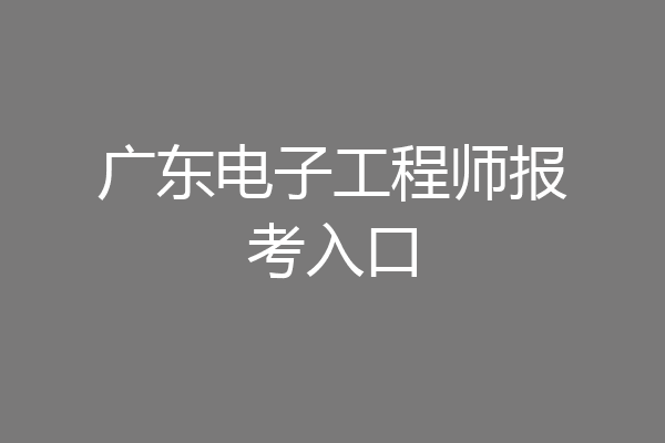 广东电子工程师报考入口