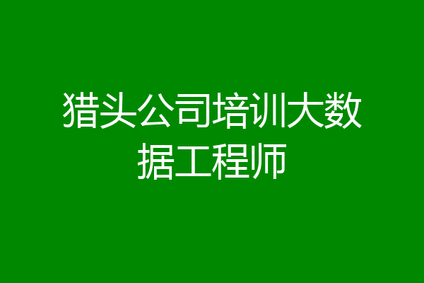 猎头公司培训大数据工程师