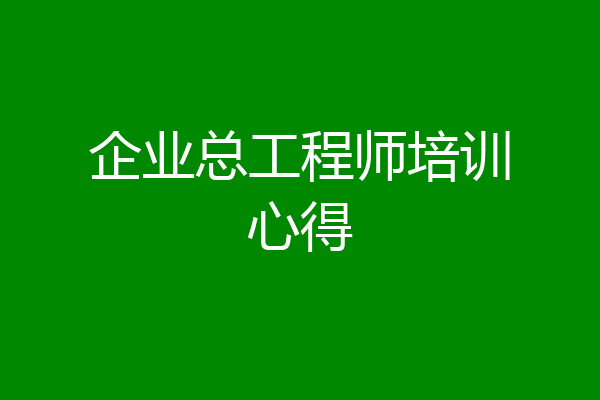 企业总工程师培训心得