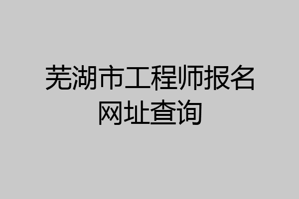 芜湖市工程师报名网址查询
