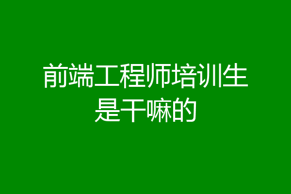 前端工程师培训生是干嘛的