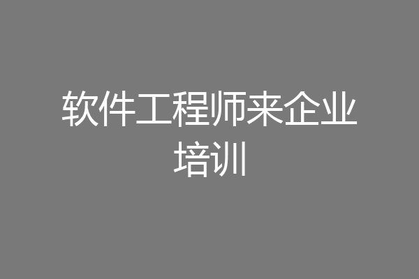 软件工程师来企业培训