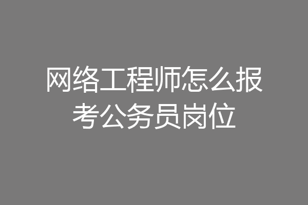 网络工程师怎么报考公务员岗位