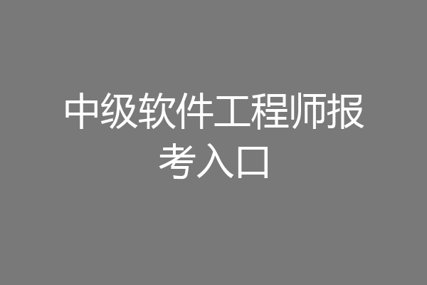 中级软件工程师报考入口