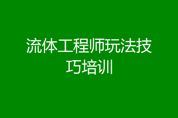 流体工程师玩法技巧培训
