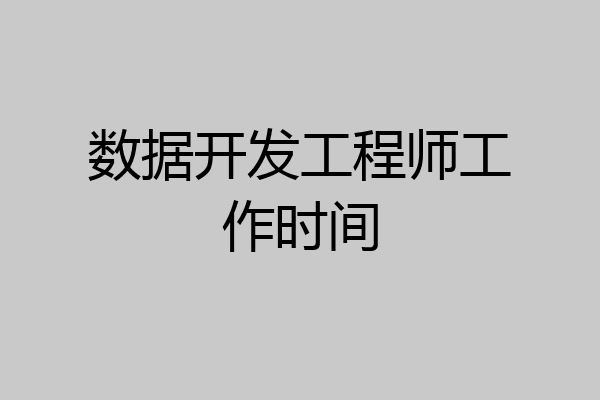 数据开发工程师工作时间