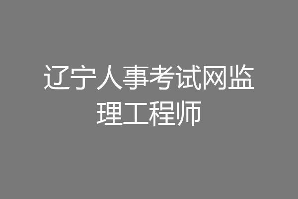 辽宁人事考试网监理工程师