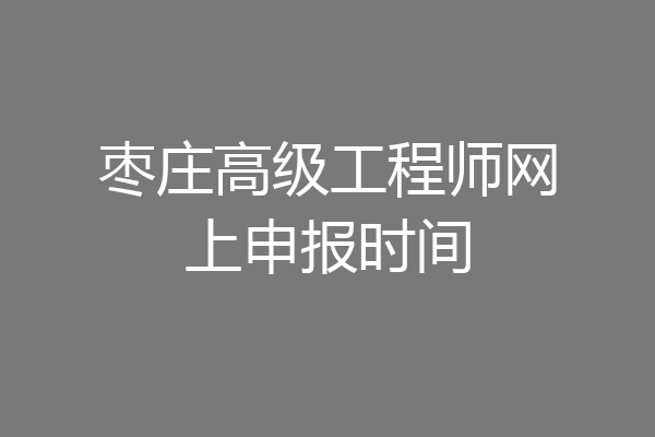 枣庄高级工程师网上申报时间